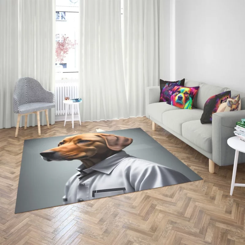 Futuristic Robot Dog Scientist Print Rug 2