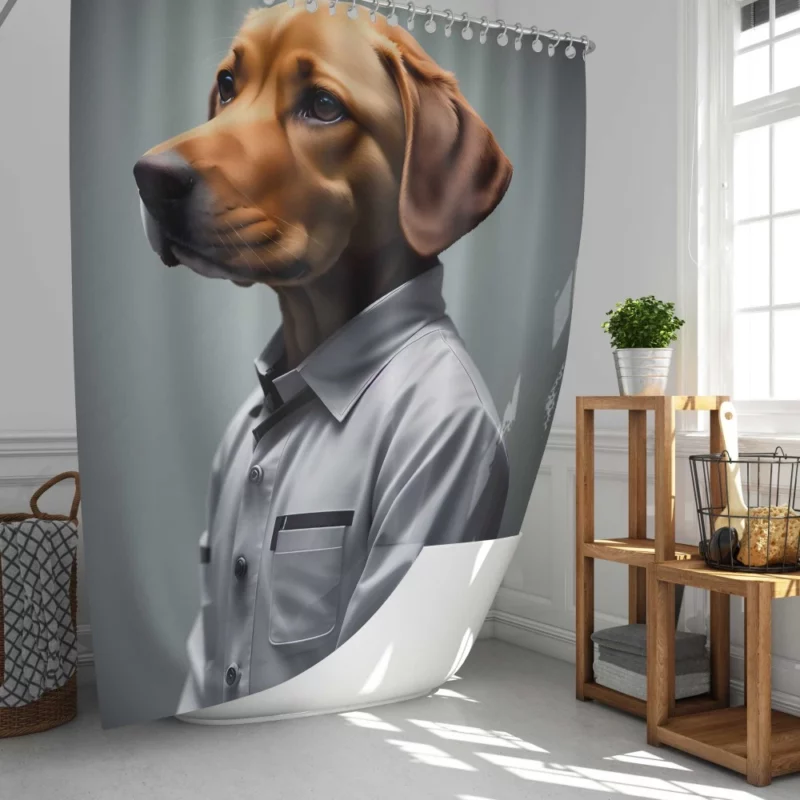 Futuristic Robot Dog Scientist Print Shower Curtain