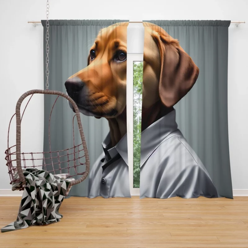 Futuristic Robot Dog Scientist Print Window Curtain