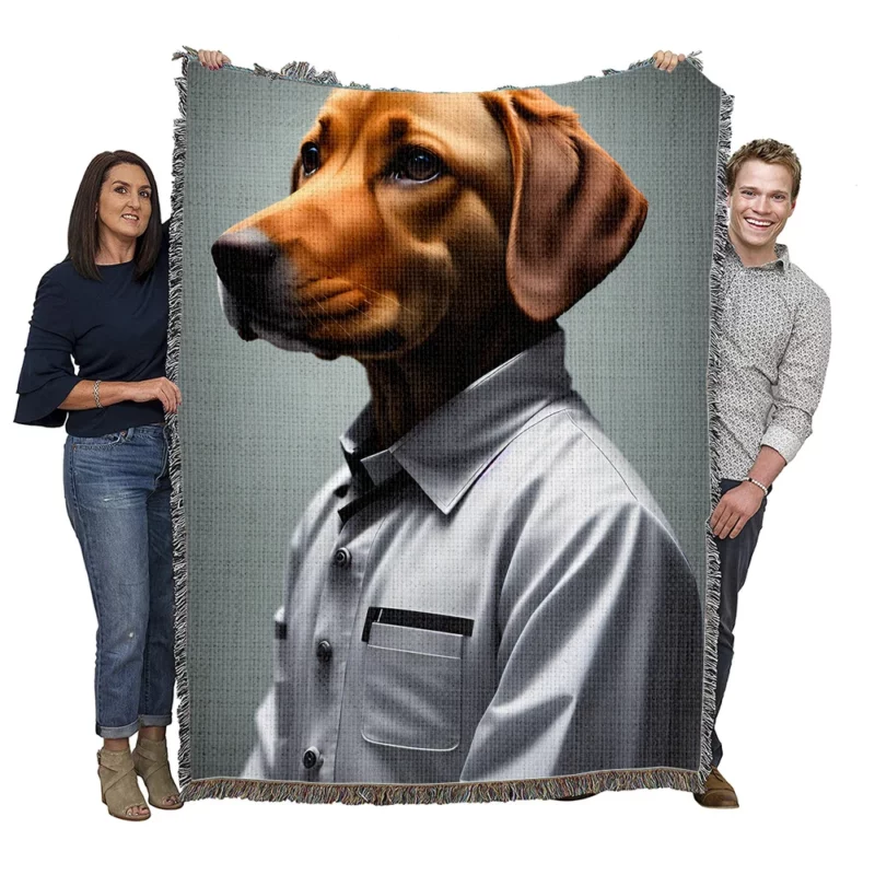 Futuristic Robot Dog Scientist Print Woven Blanket