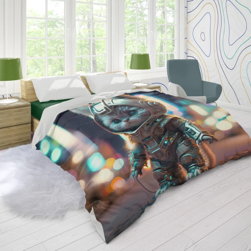 Futuristic Robot Outfit Cat Duvet Cover