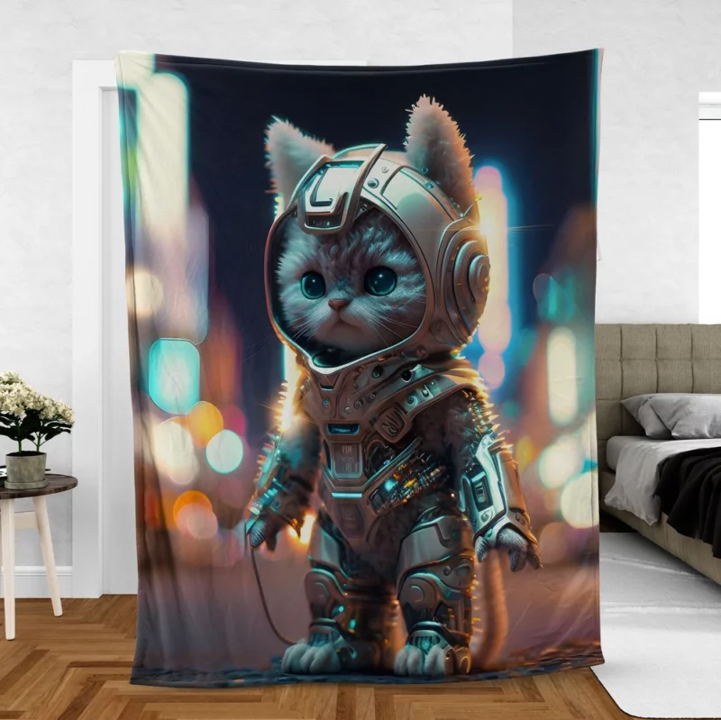 Futuristic Robot Outfit Cat Fleece Blanket