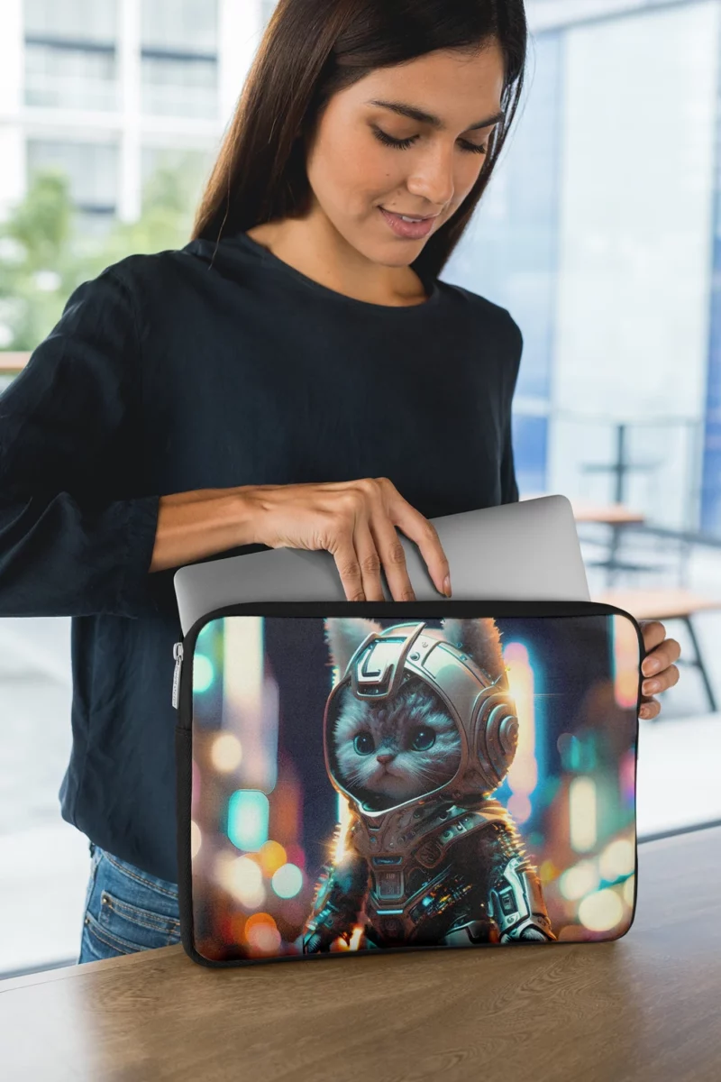 Futuristic Robot Outfit Cat Laptop Sleeve 1