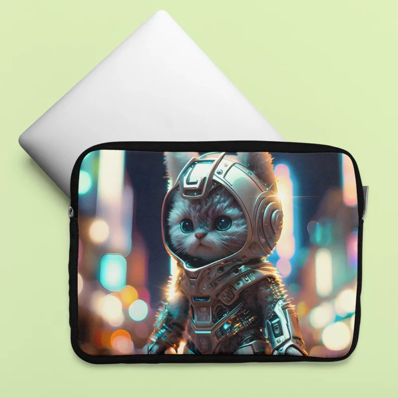 Futuristic Robot Outfit Cat Laptop Sleeve