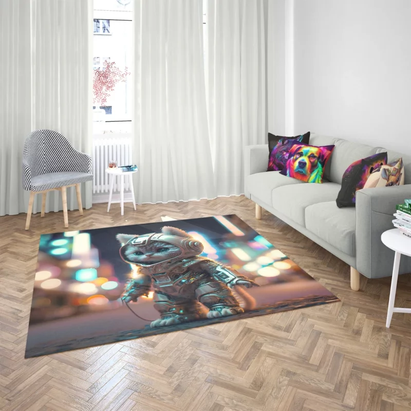 Futuristic Robot Outfit Cat Rug 2