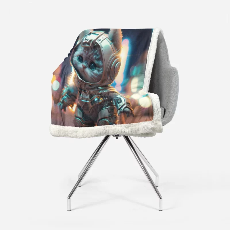 Futuristic Robot Outfit Cat Sherpa Fleece Blanket 1