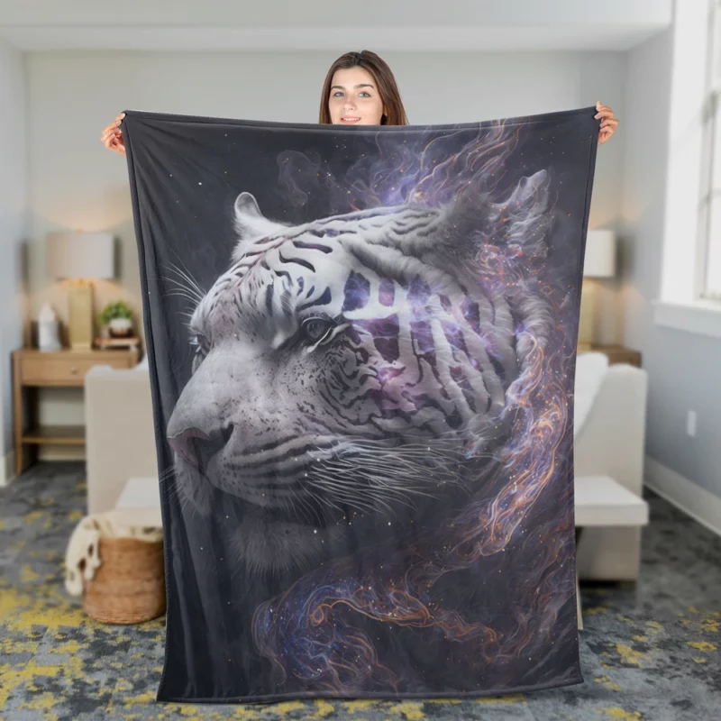 Galaxy Tiger Print Fleece Blanket 2