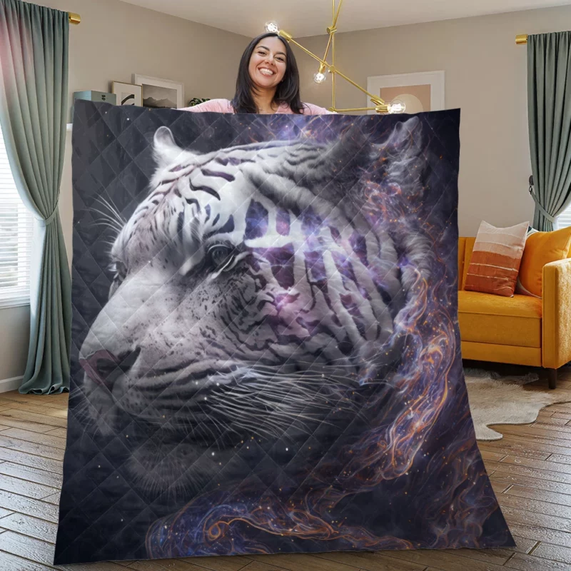 Galaxy Tiger Print Quilt Blanket