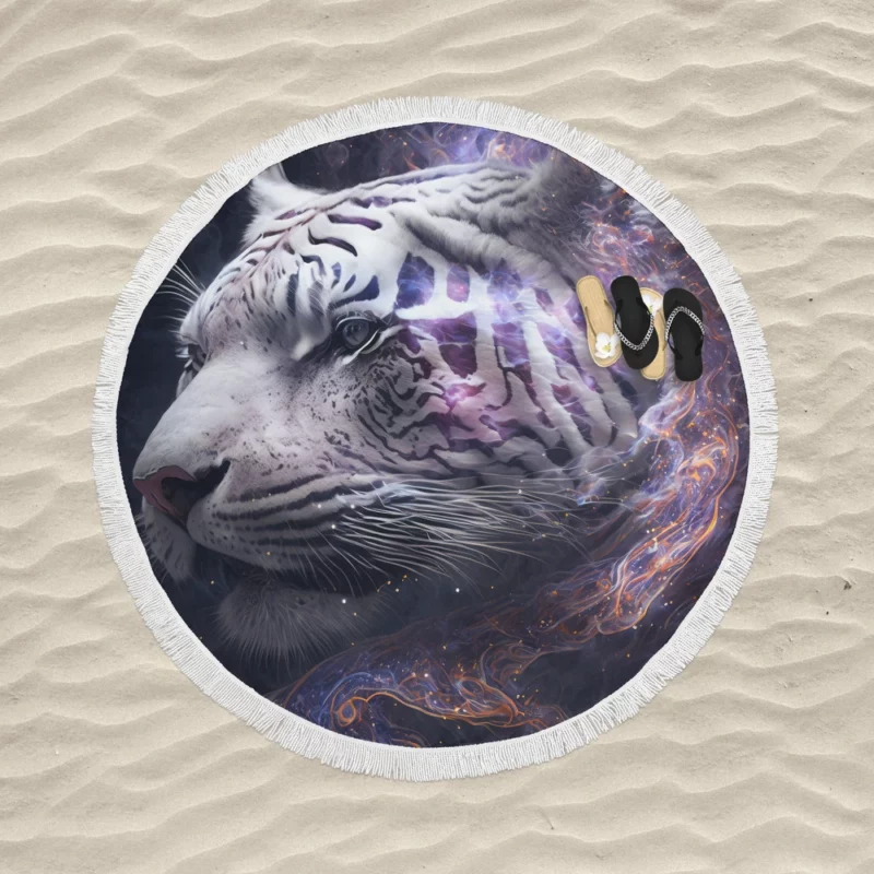 Galaxy Tiger Print Round Beach Towel