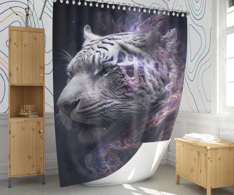 Galaxy Tiger Print Shower Curtain 1