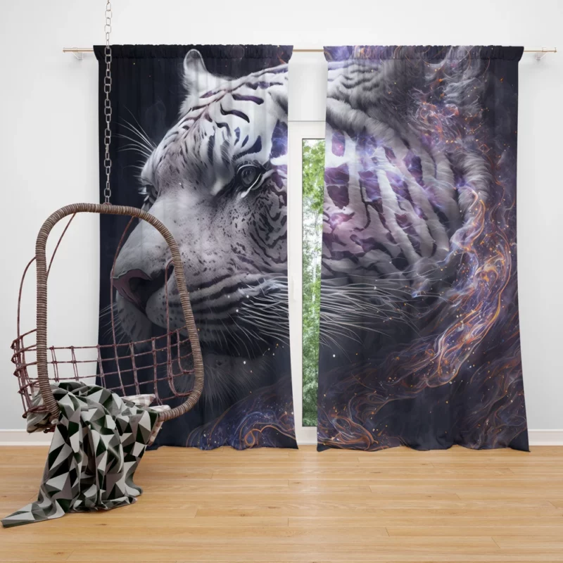 Galaxy Tiger Print Window Curtain