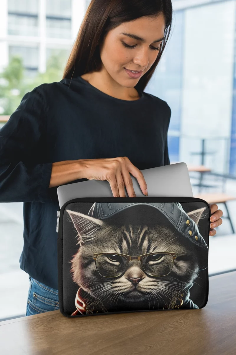 Gangsta Boss Rapper Cat with Gold Chains Laptop Sleeve 1