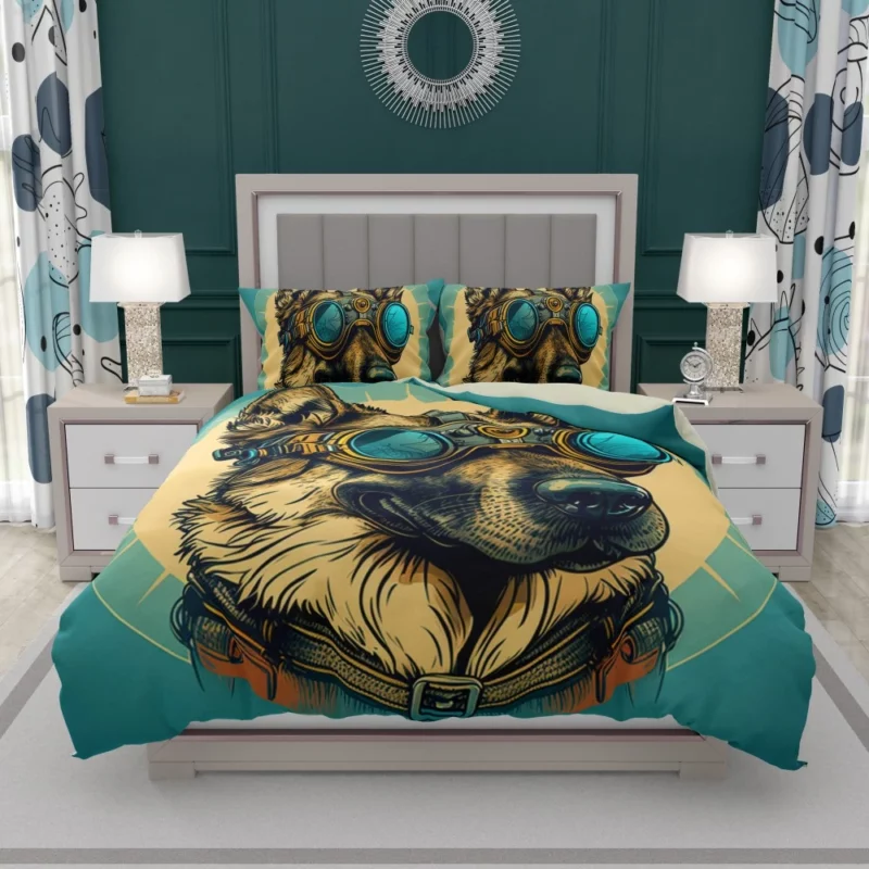 German Shepherd Pilot Portrait Bedding Set 1