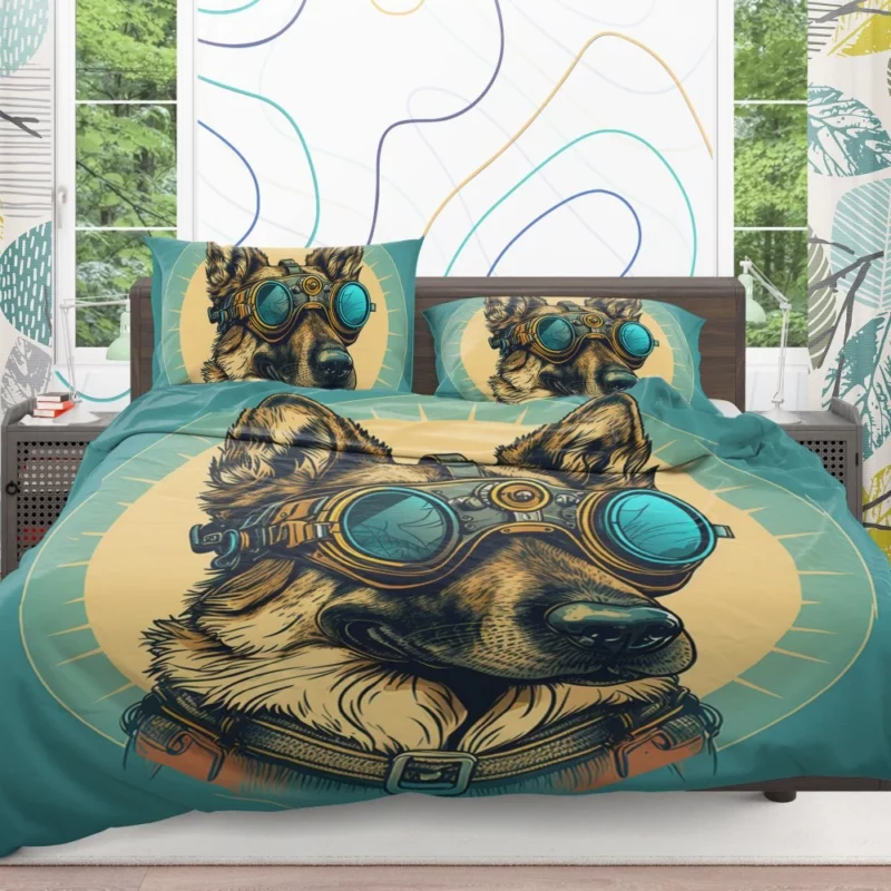 German Shepherd Pilot Portrait Bedding Set