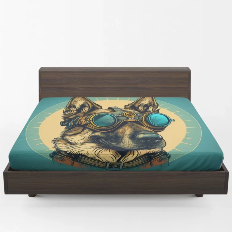 German Shepherd Pilot Portrait Fitted Sheet 1