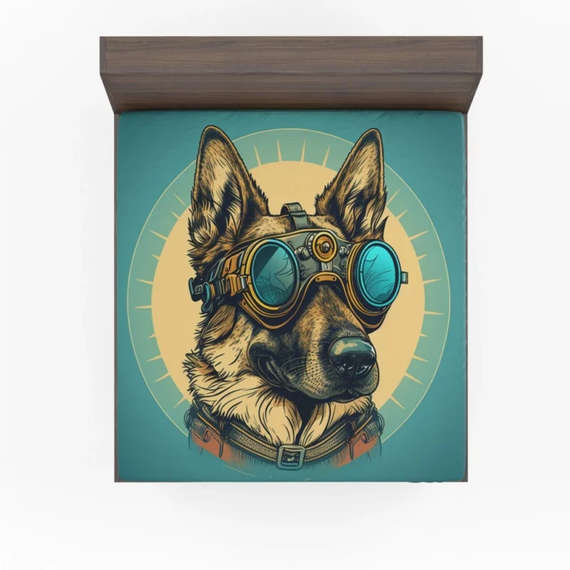 German Shepherd Pilot Portrait Fitted Sheet