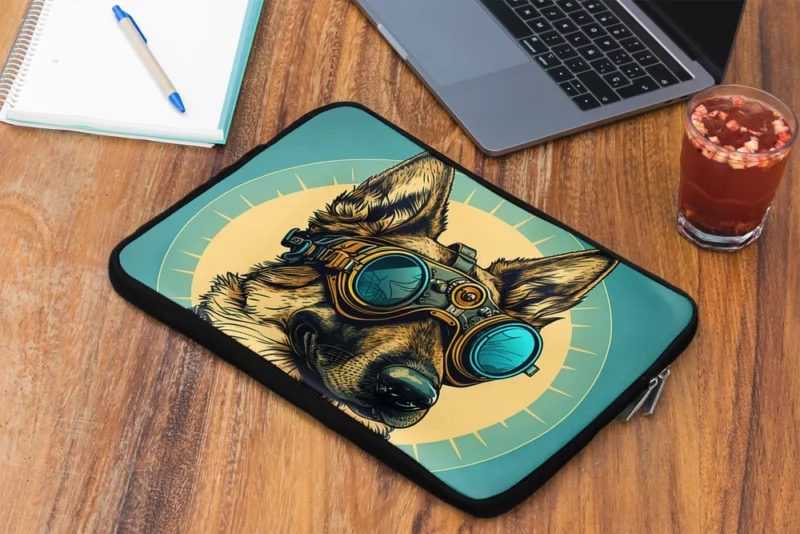 German Shepherd Pilot Portrait Laptop Sleeve 2