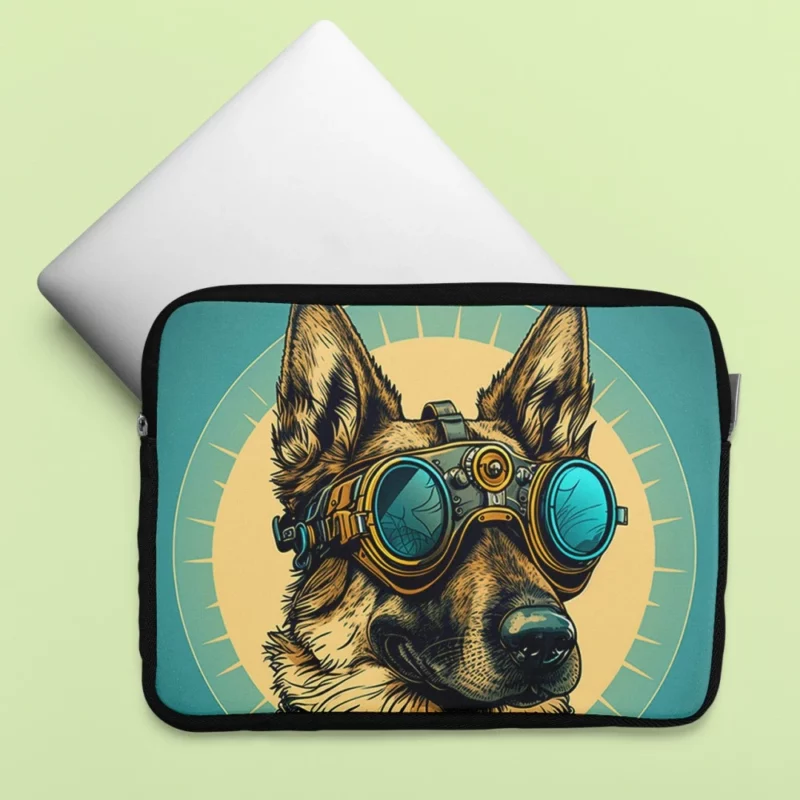 German Shepherd Pilot Portrait Laptop Sleeve