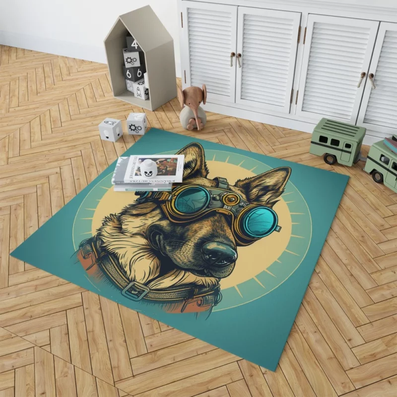 German Shepherd Pilot Portrait Rug 1