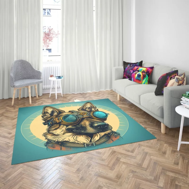 German Shepherd Pilot Portrait Rug 2