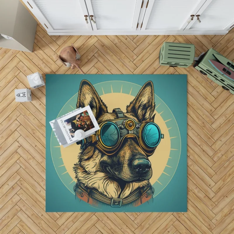 German Shepherd Pilot Portrait Rug