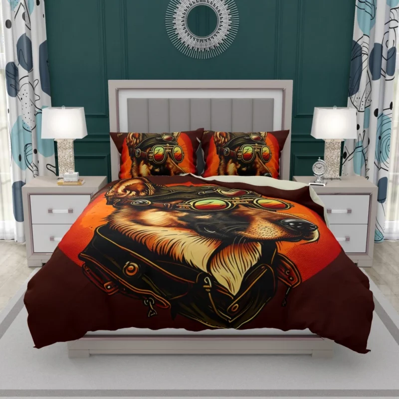 German Shepherd in Aviation Gear Bedding Set 1