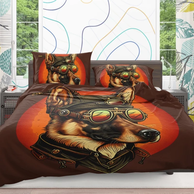 German Shepherd in Aviation Gear Bedding Set