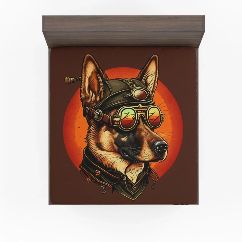 German Shepherd in Aviation Gear Fitted Sheet