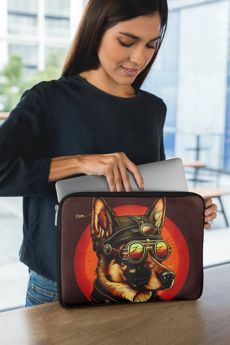 German Shepherd in Aviation Gear Laptop Sleeve 1