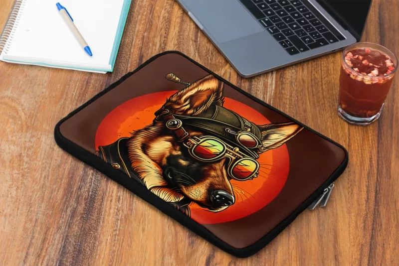 German Shepherd in Aviation Gear Laptop Sleeve 2