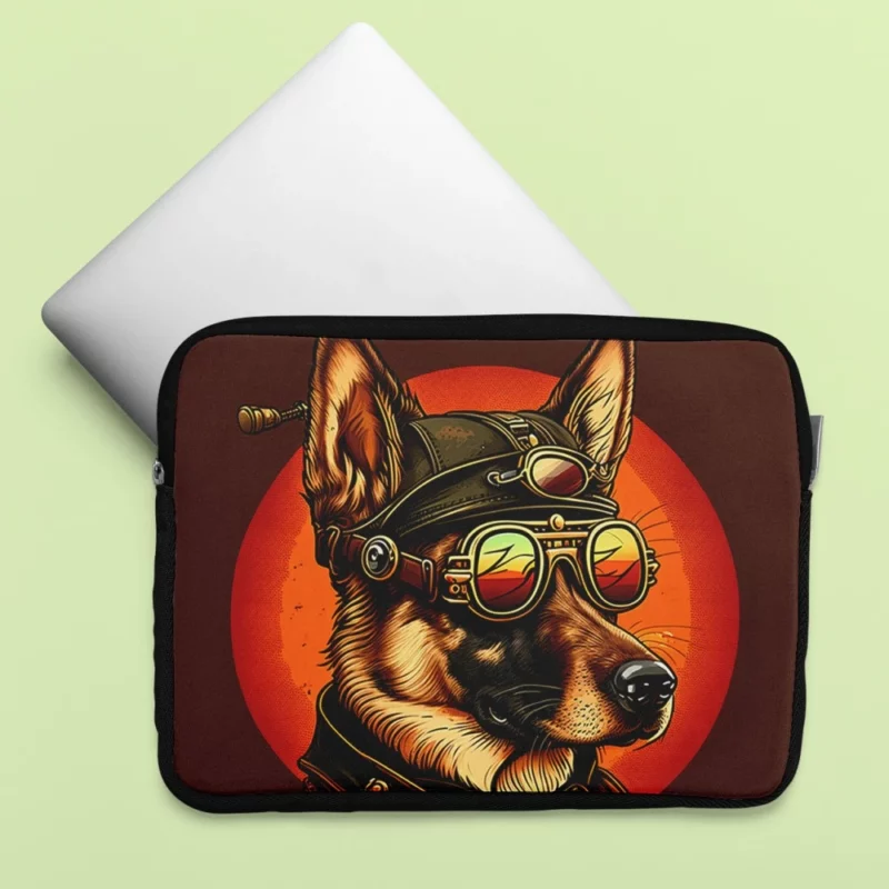 German Shepherd in Aviation Gear Laptop Sleeve