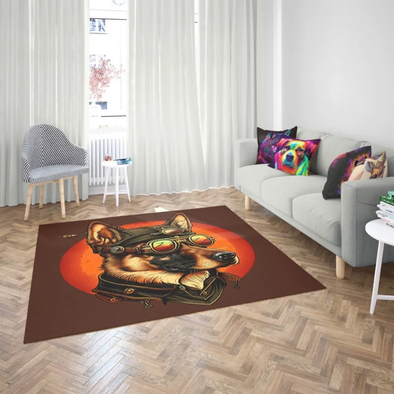 German Shepherd in Aviation Gear Rug 2