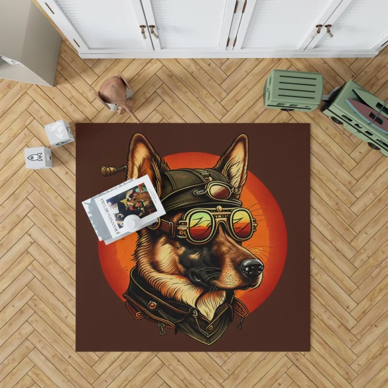 German Shepherd in Aviation Gear Rug