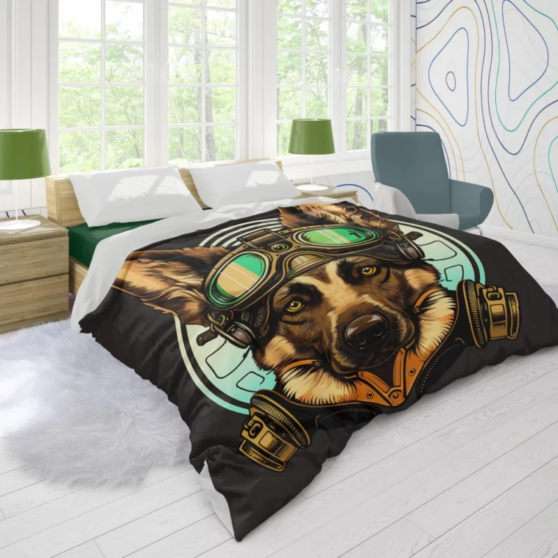 German Shepherd in Cockpit Duvet Cover