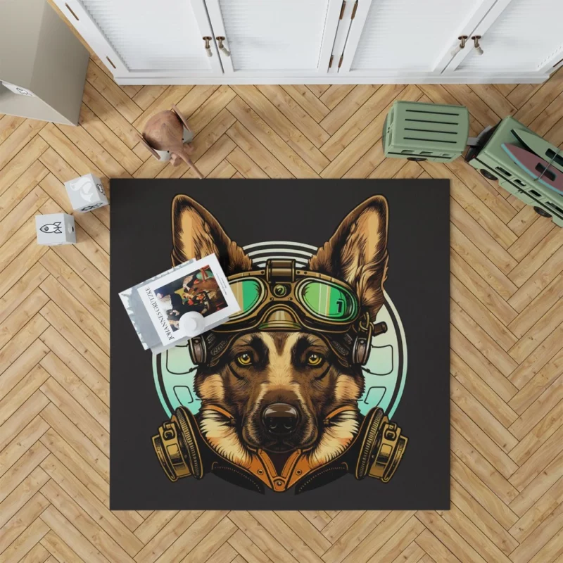 German Shepherd in Cockpit Rug