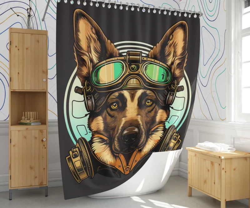 German Shepherd in Cockpit Shower Curtain 1