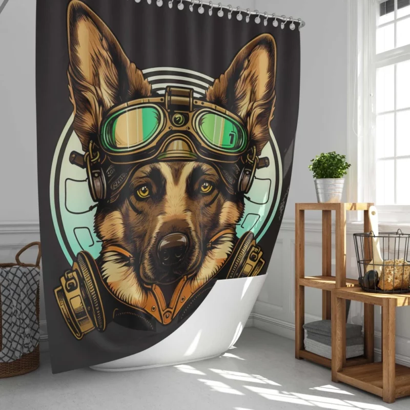 German Shepherd in Cockpit Shower Curtain