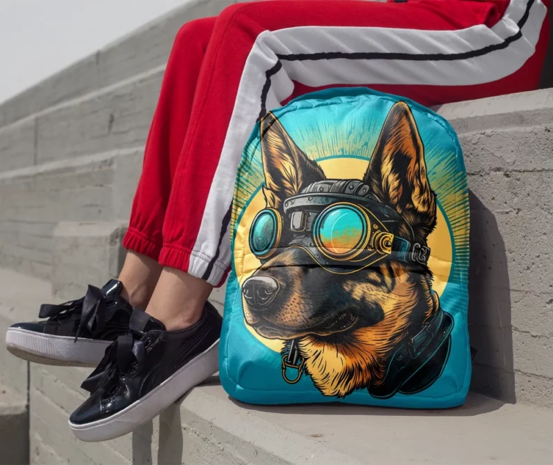 German Shepherd in Pilot Uniform Backpack 1