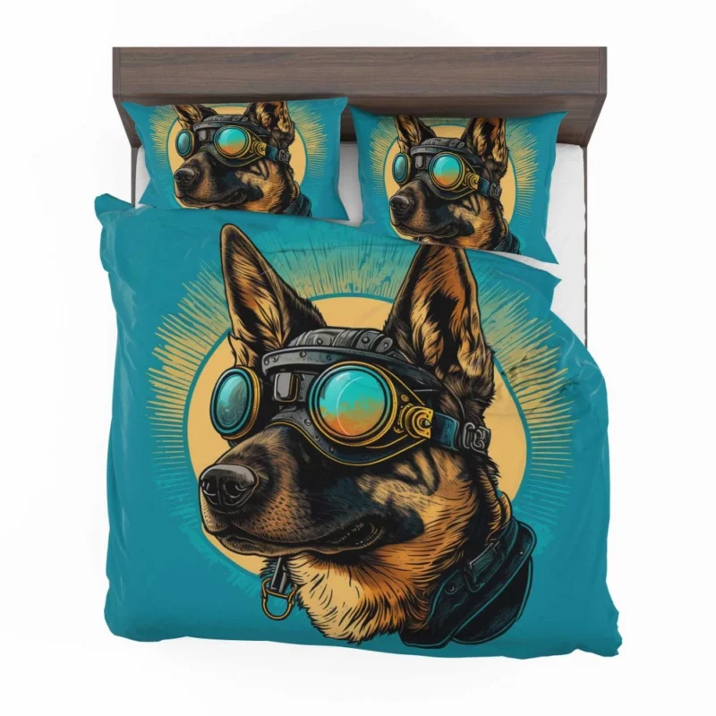 German Shepherd in Pilot Uniform Bedding Set 2