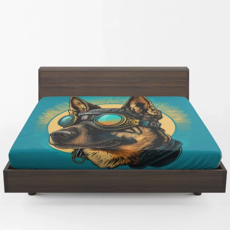 German Shepherd in Pilot Uniform Fitted Sheet 1