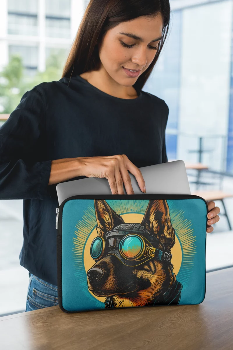 German Shepherd in Pilot Uniform Laptop Sleeve 1