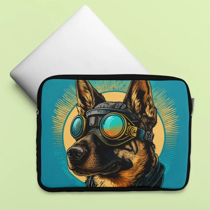 German Shepherd in Pilot Uniform Laptop Sleeve