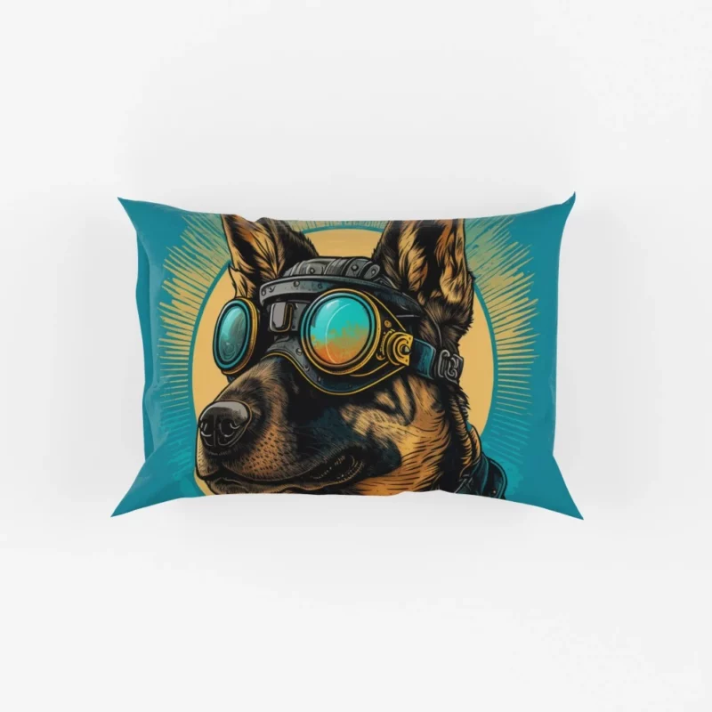 German Shepherd in Pilot Uniform Pillow Cases