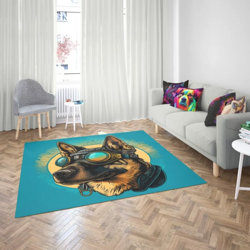 German Shepherd in Pilot Uniform Rug 2