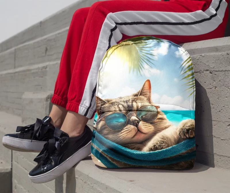 Ginger Beach Cat in Sunglasses Backpack 1