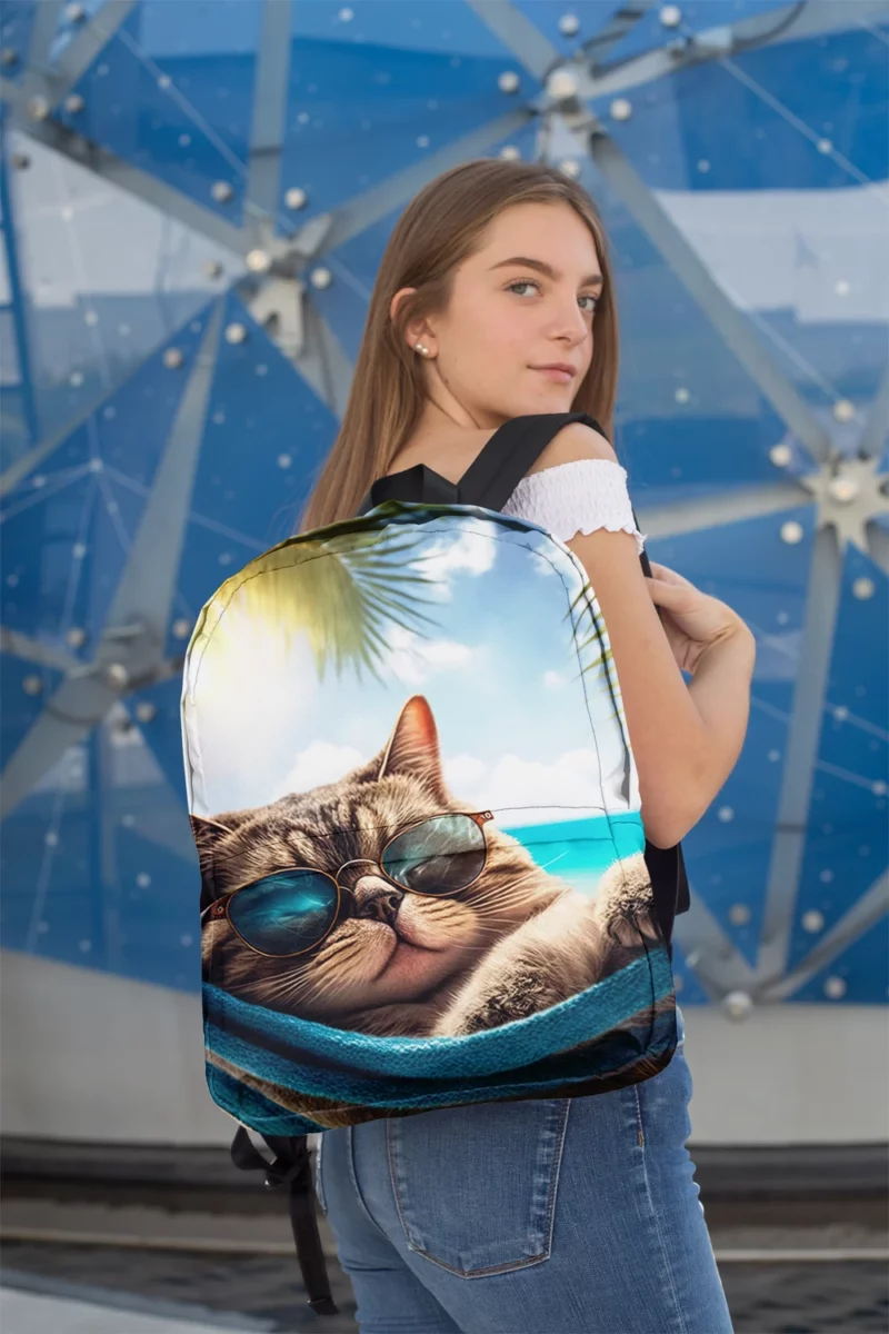 Ginger Beach Cat in Sunglasses Backpack 2