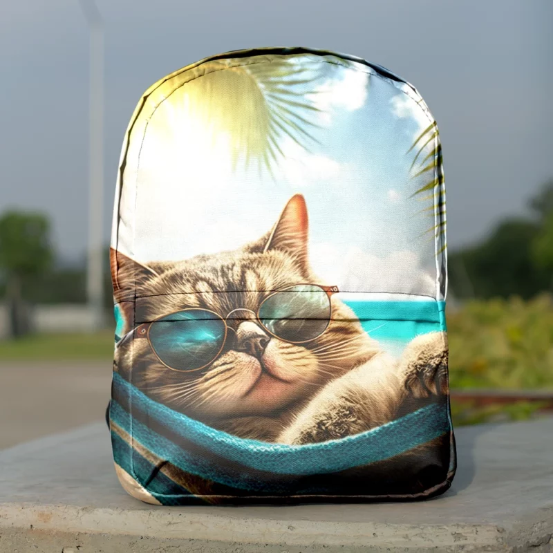 Ginger Beach Cat in Sunglasses Backpack