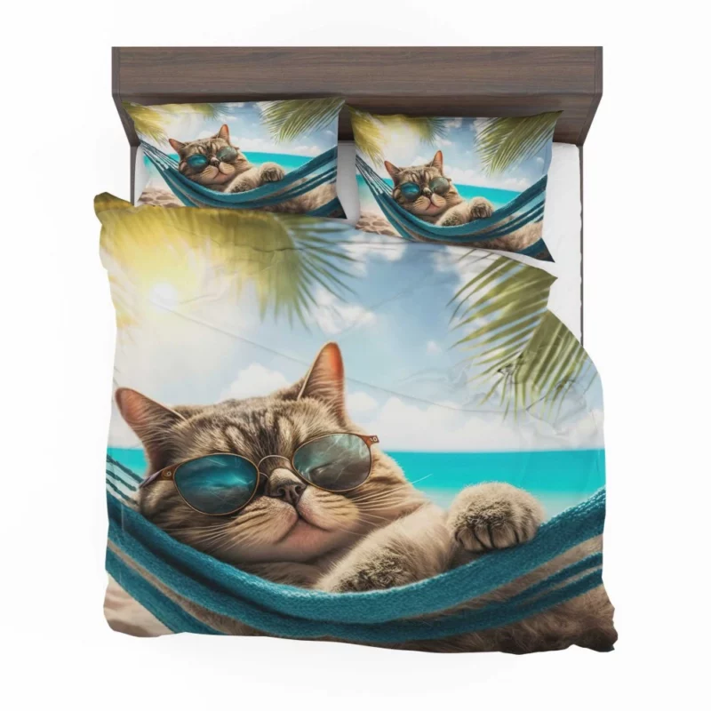 Ginger Beach Cat in Sunglasses Bedding Set 2