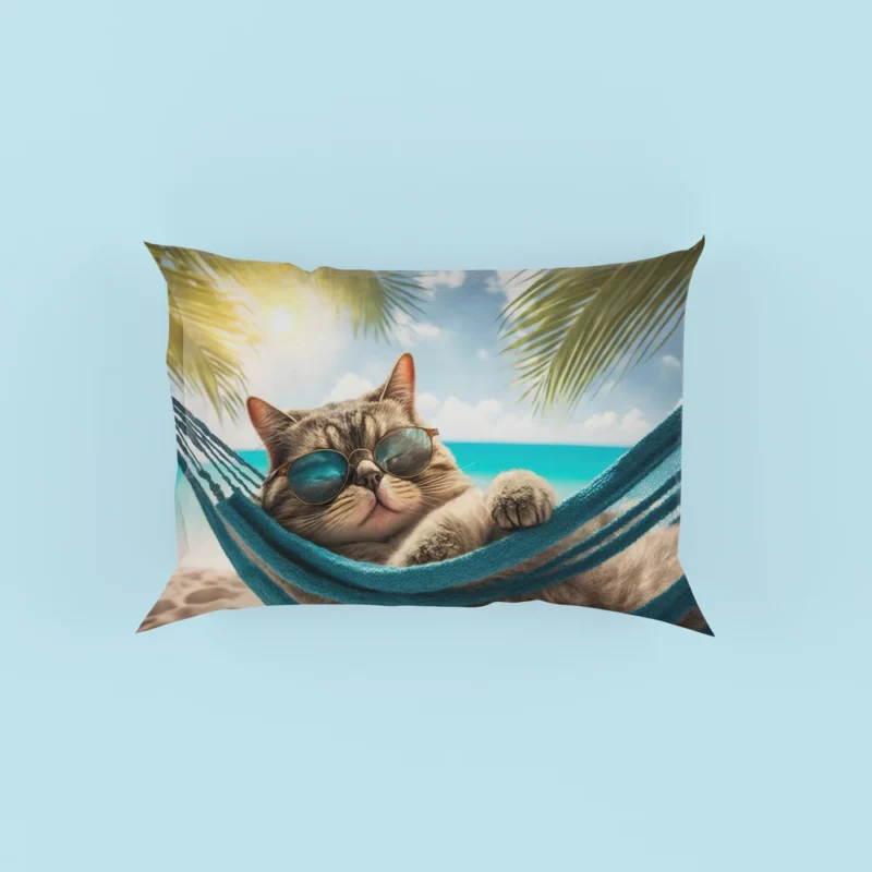 Ginger Beach Cat in Sunglasses Pillow Cases