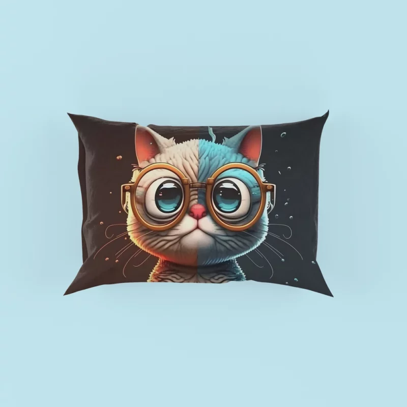 Glasses-Wearing Cat on Square Surface Pillow Cases